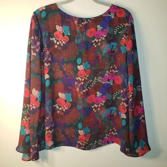 VIOLET & CLAIRE FLORAL MULTICOLORED PRINT DRESSY TOP BLOUSE SIZE XL - Picture 5 of 5